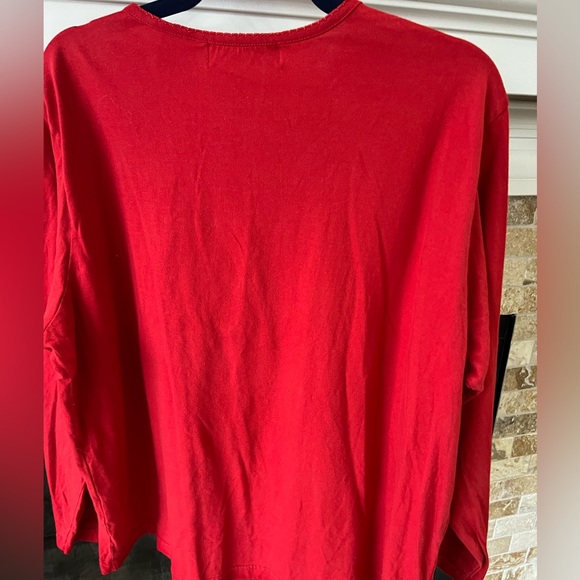 Victoria Jones Woman vintage 1X cotton red Holiday long sleeve embroidered top - Picture 4 of 4